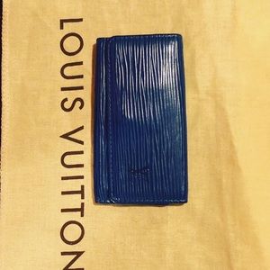 💯AUTH LOUIS VUITTON EPI BLUE KEY CHAIN WALLET EUC